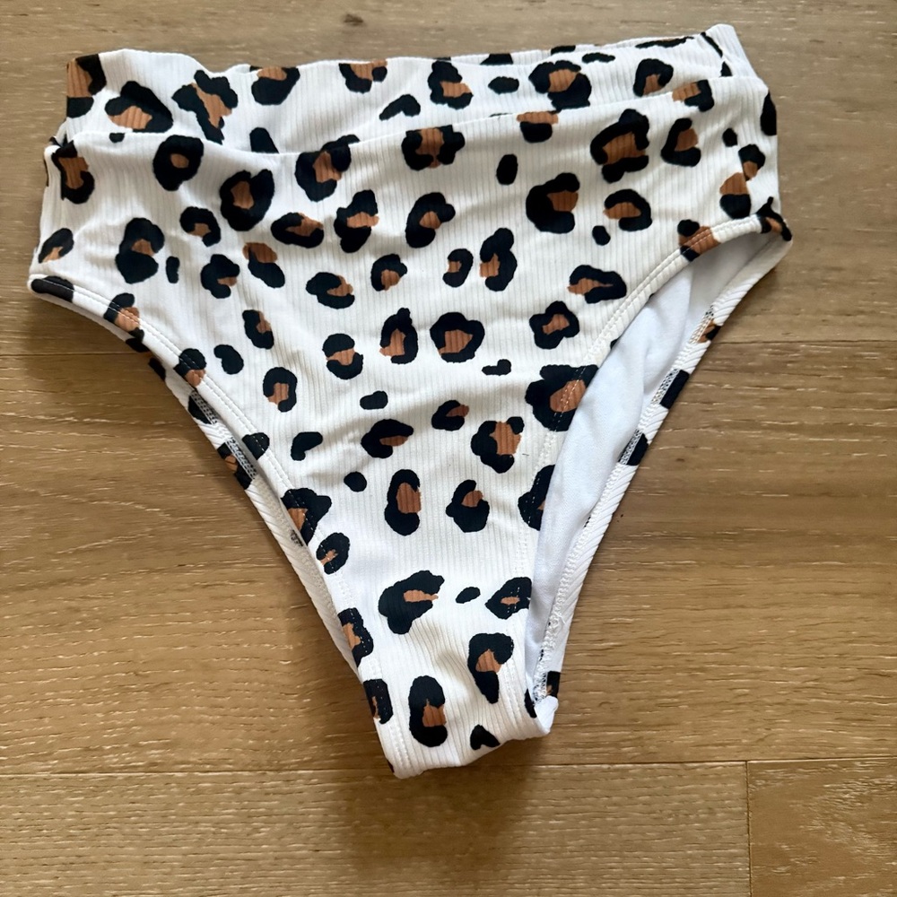 Leopard Print High-Waisted Bikini Bottom